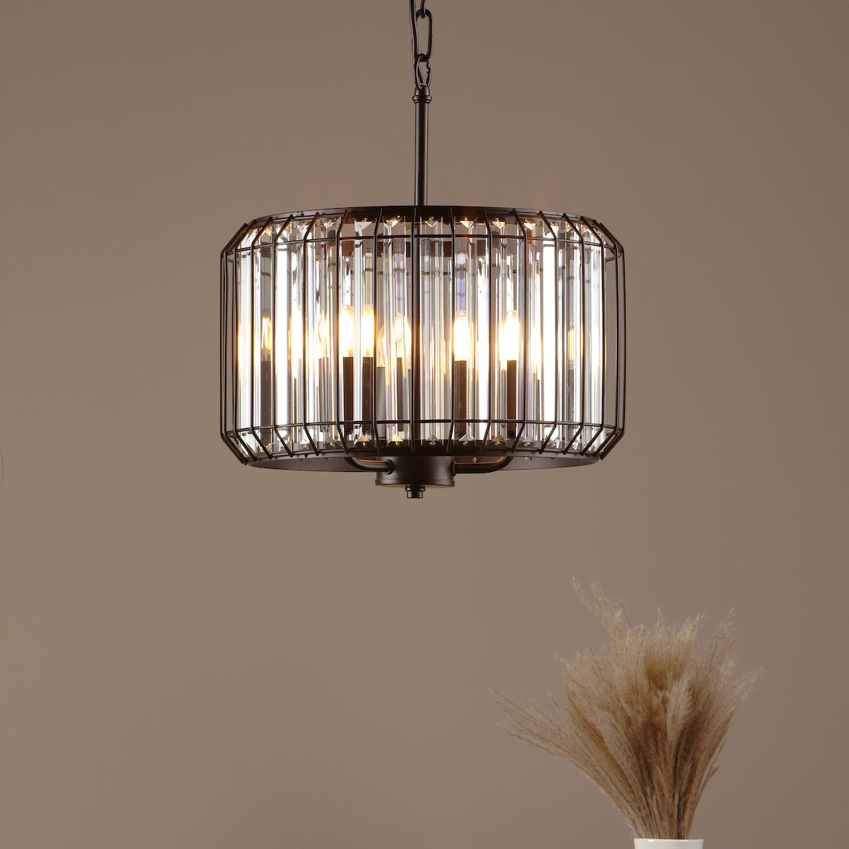 NAEVA 3LT PENDANT MATT BLACK & GLASS