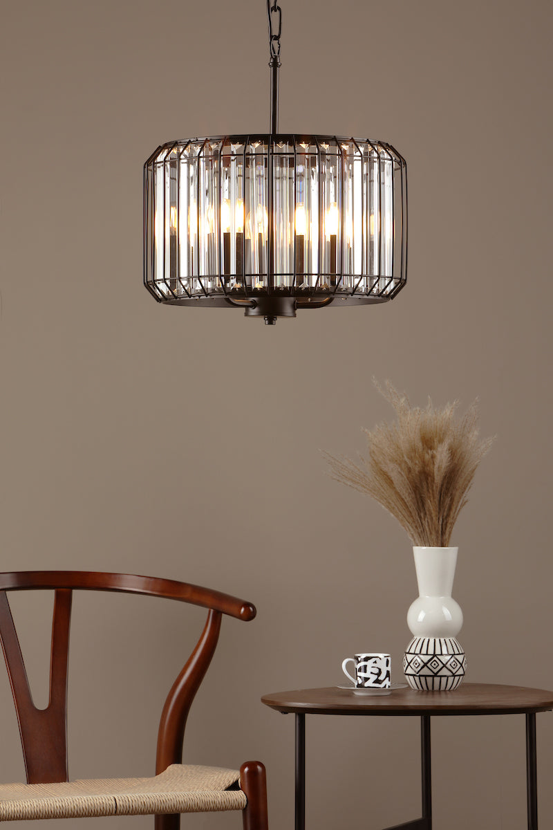 NAEVA 3LT PENDANT MATT BLACK & GLASS