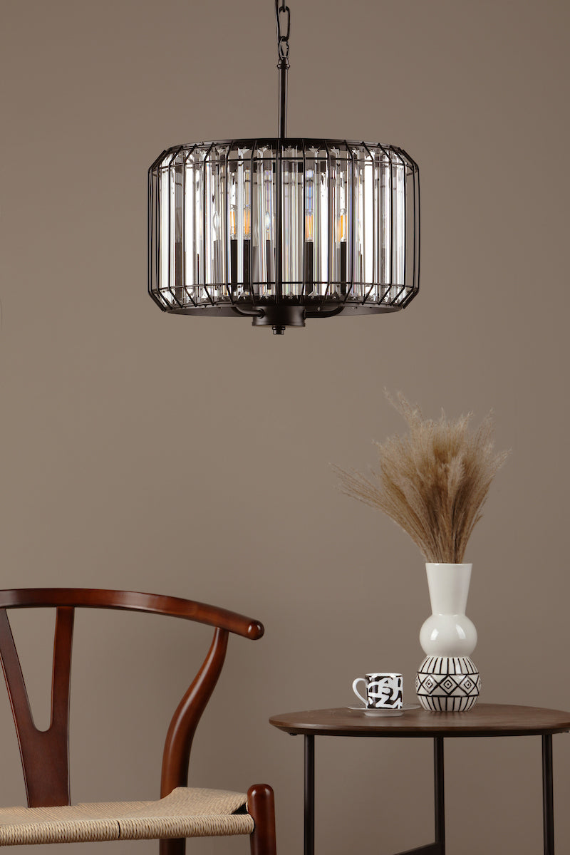 NAEVA 3LT PENDANT MATT BLACK & GLASS