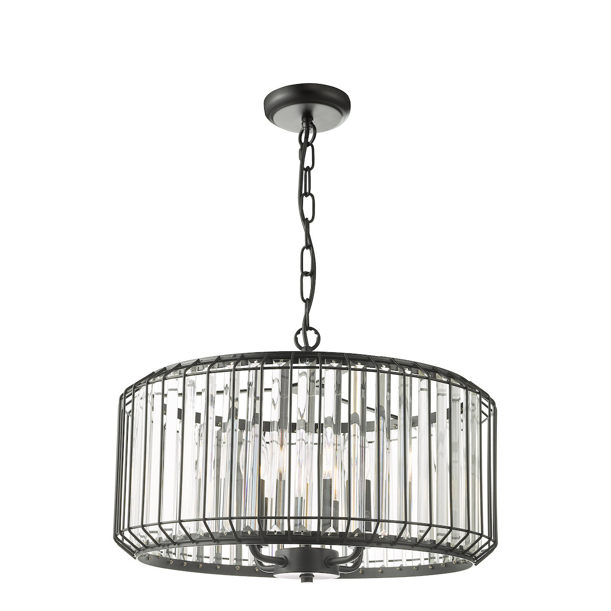 NAEVA 4LT PENDANT MATT BLACK & GLASS