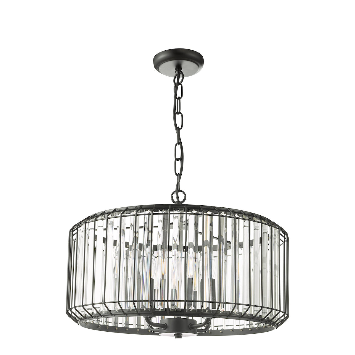 NAEVA 4LT PENDANT MATT BLACK & GLASS