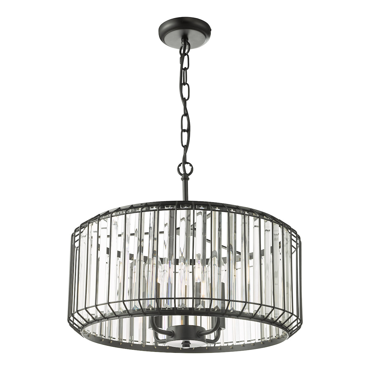 NAEVA 4LT PENDANT MATT BLACK & GLASS