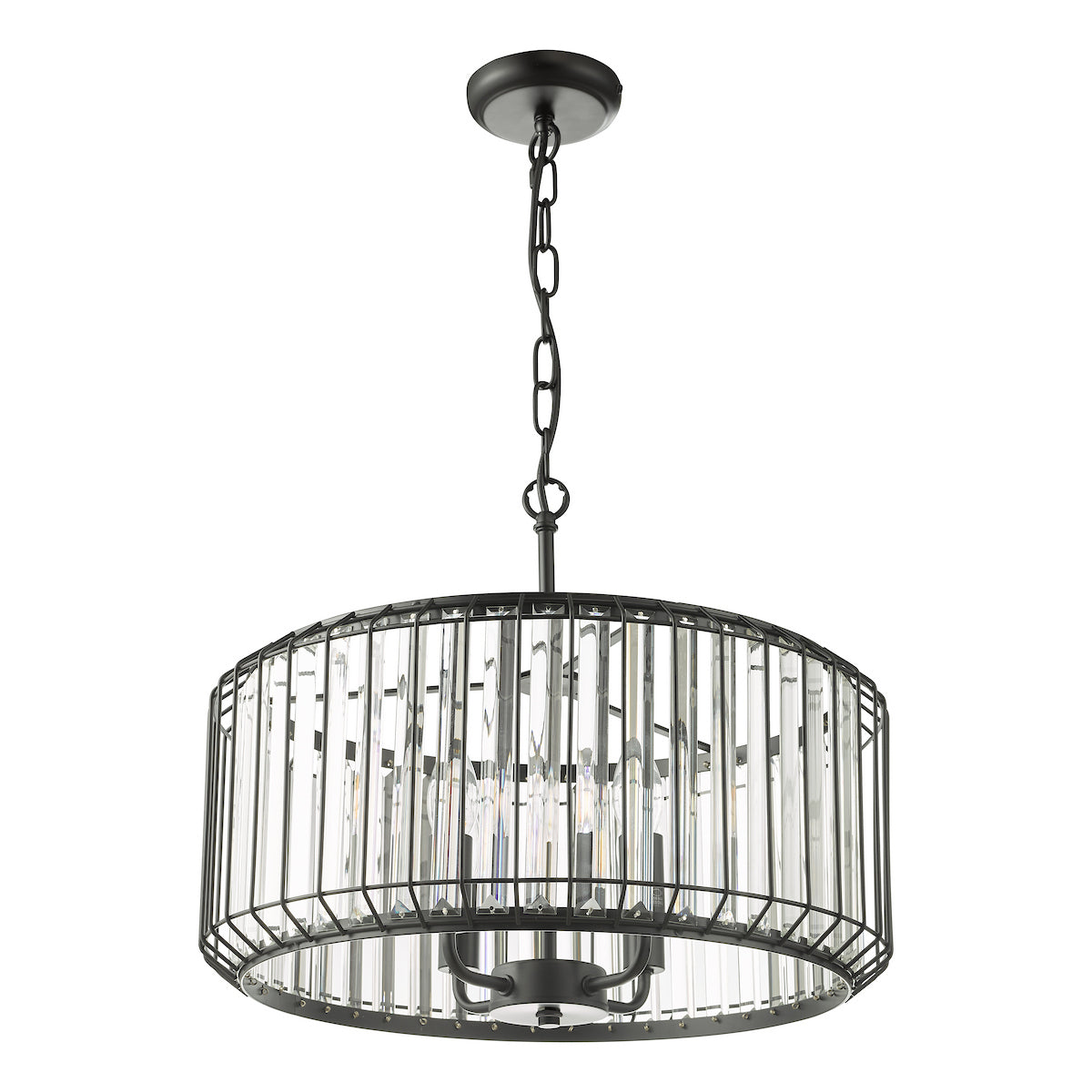 NAEVA 4LT PENDANT MATT BLACK & GLASS