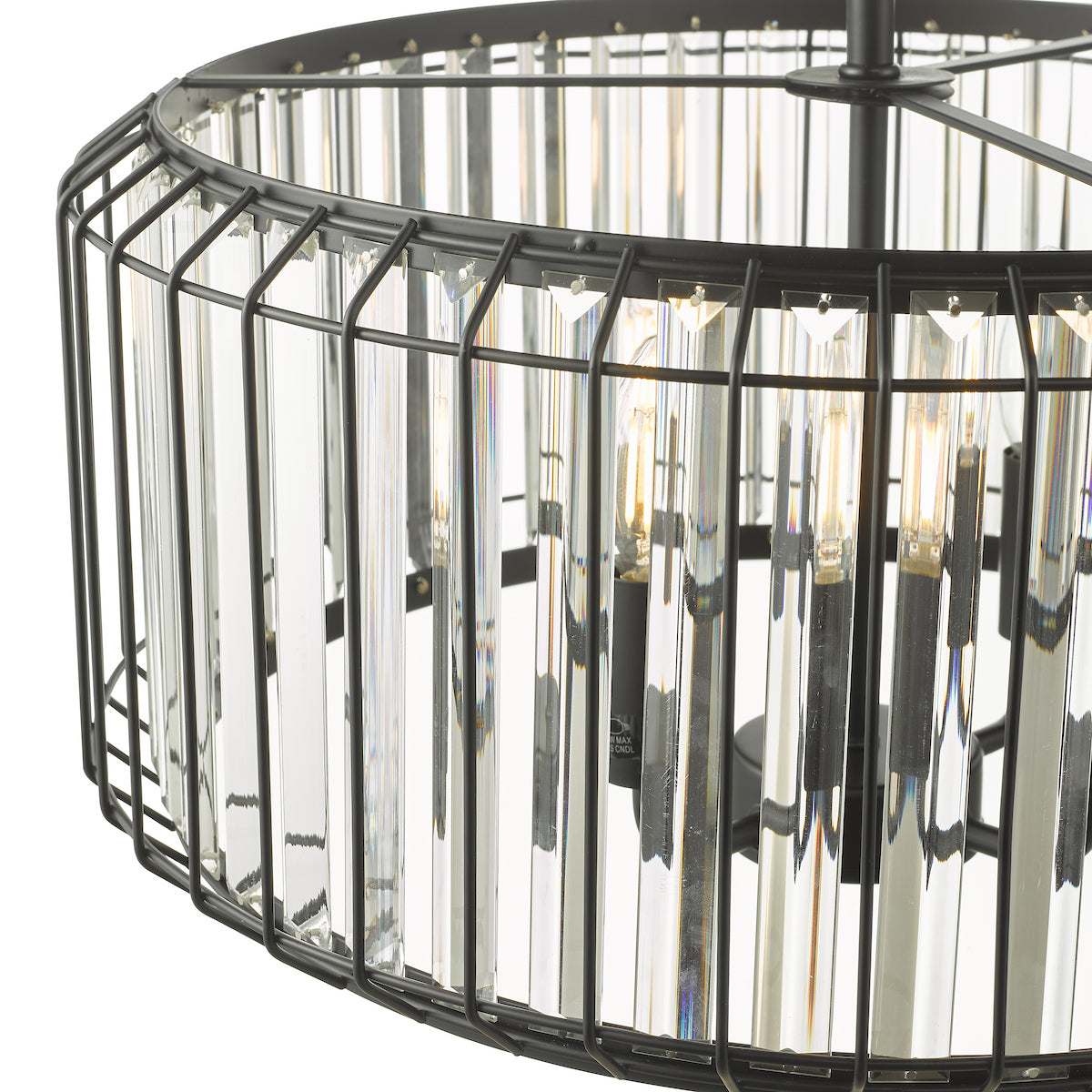 NAEVA 4LT PENDANT MATT BLACK & GLASS