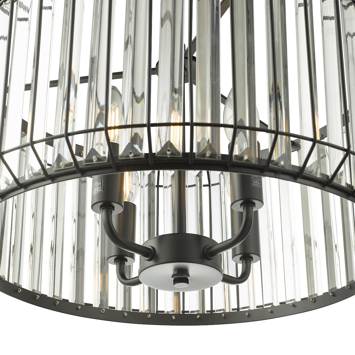 NAEVA 4LT PENDANT MATT BLACK & GLASS