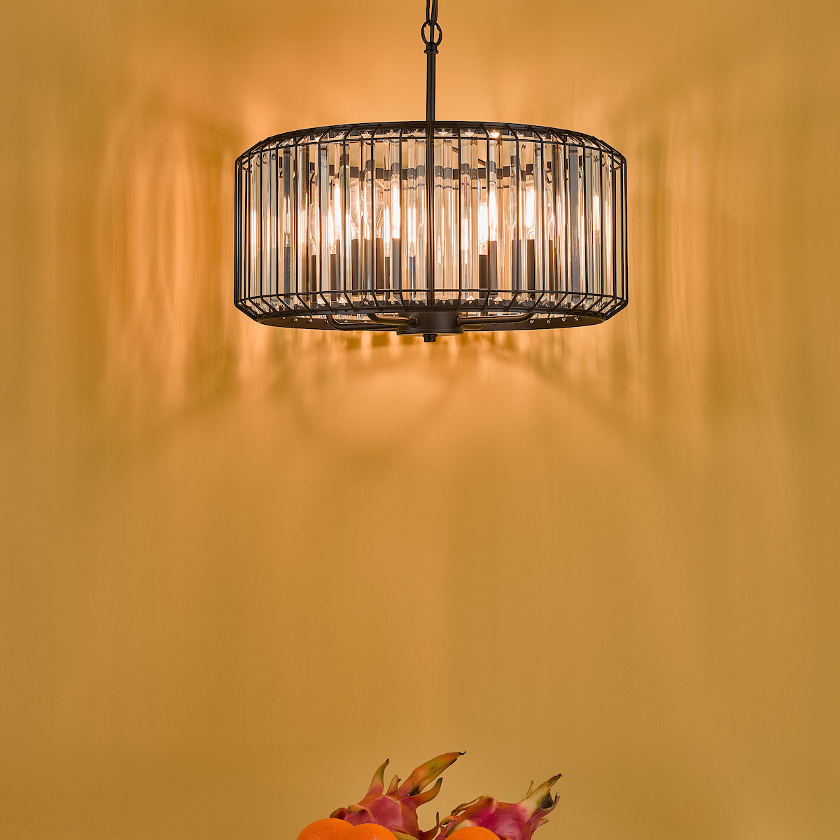 NAEVA 4LT PENDANT MATT BLACK & GLASS