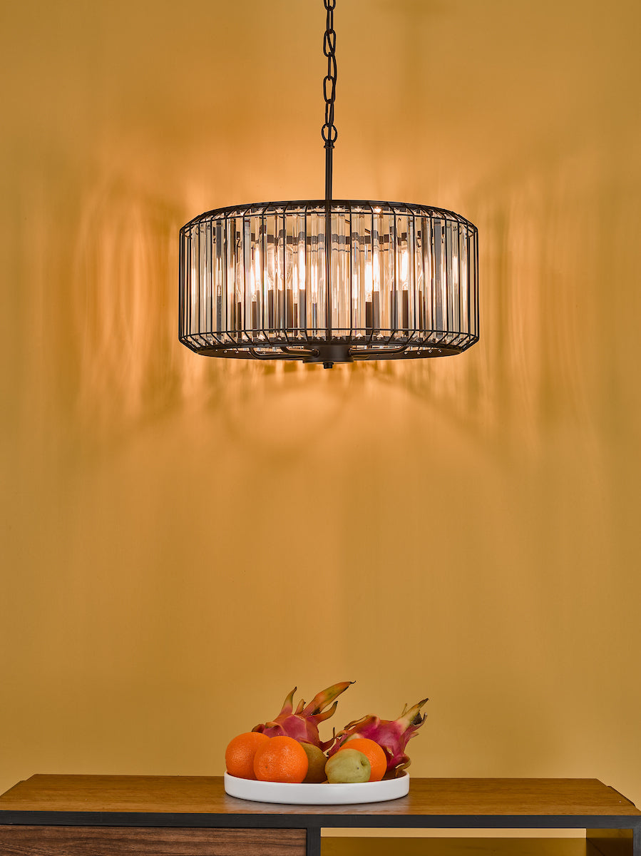 NAEVA 4LT PENDANT MATT BLACK & GLASS