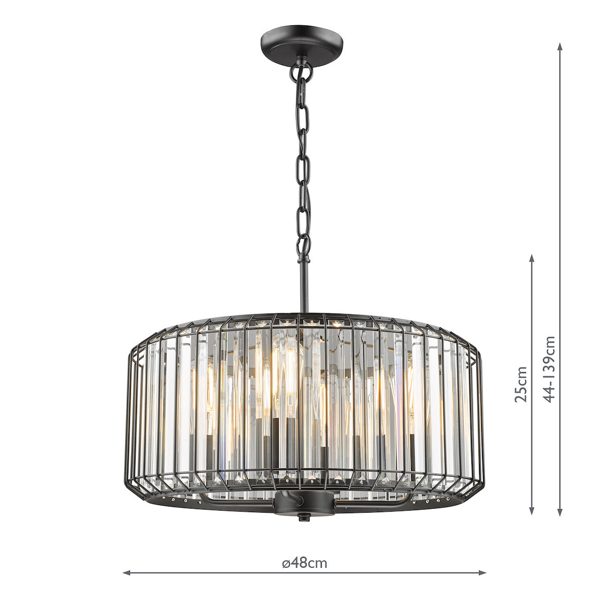NAEVA 4LT PENDANT MATT BLACK & GLASS