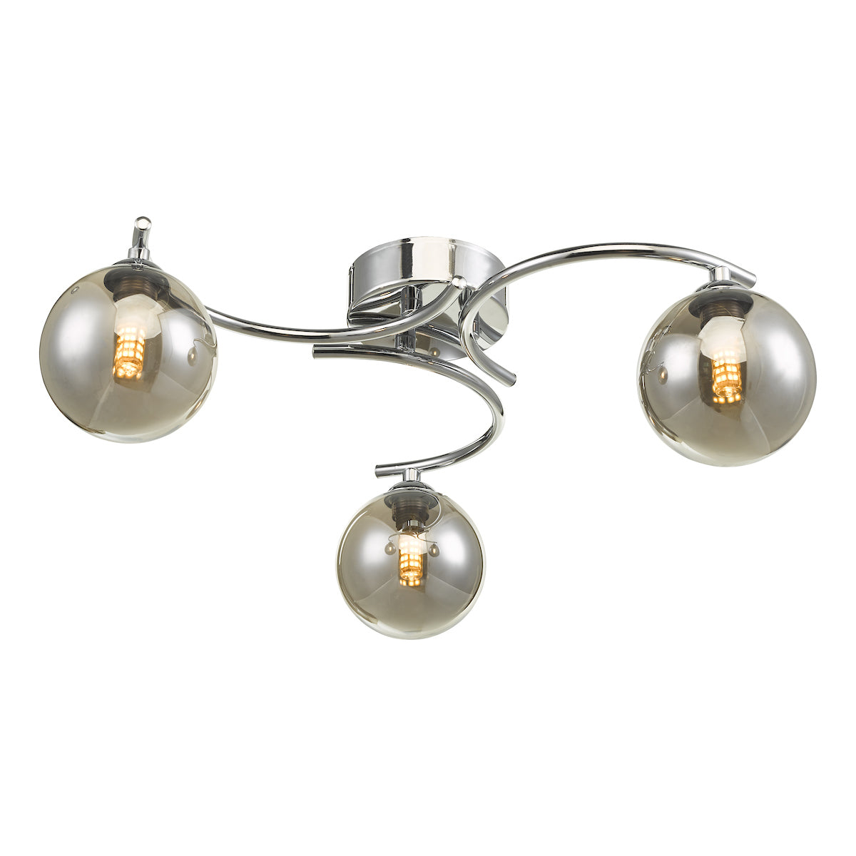 NAKITA 3LT SEMI FLUSH POL CHR CW SMOKED GLS