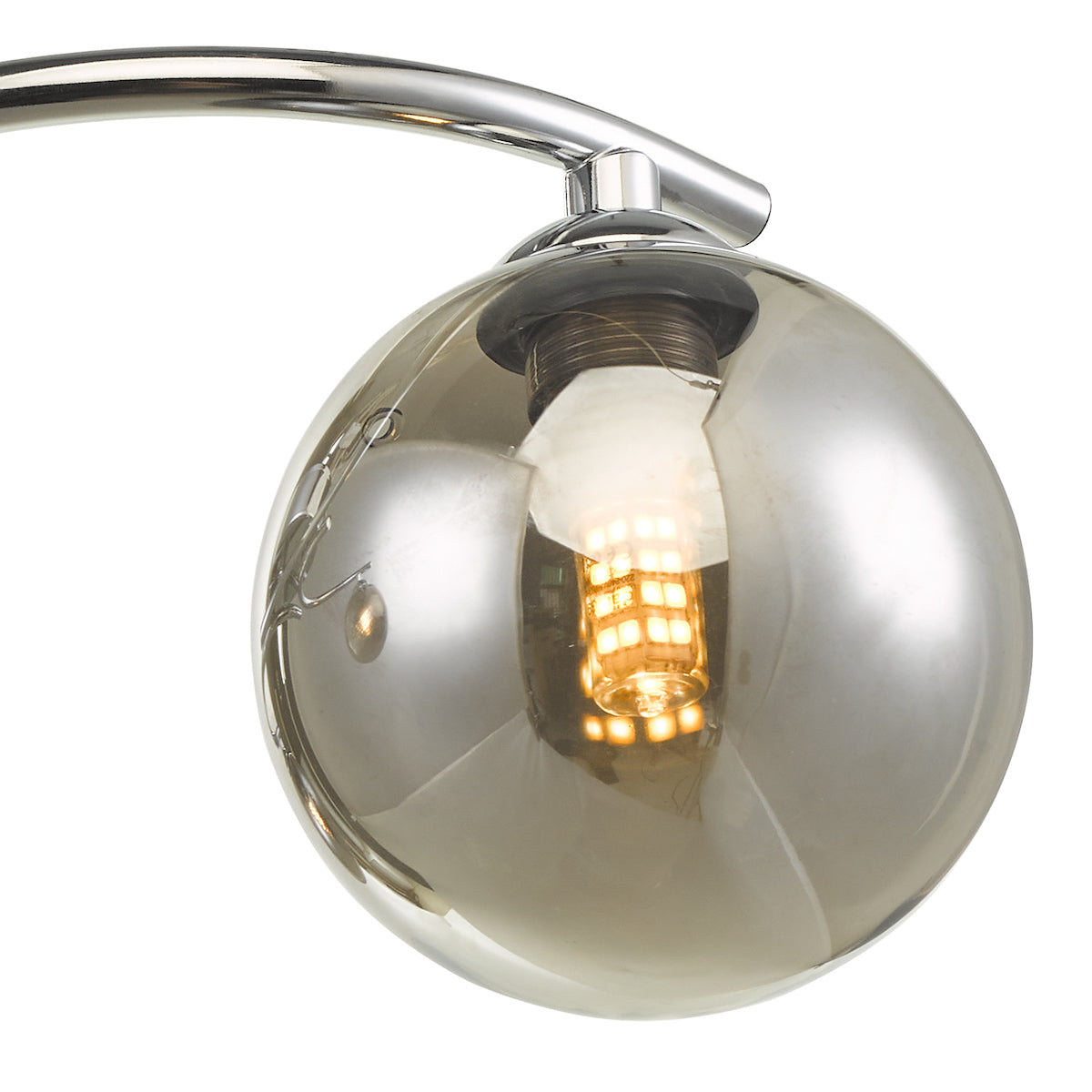 NAKITA 3LT SEMI FLUSH POL CHR CW SMOKED GLS