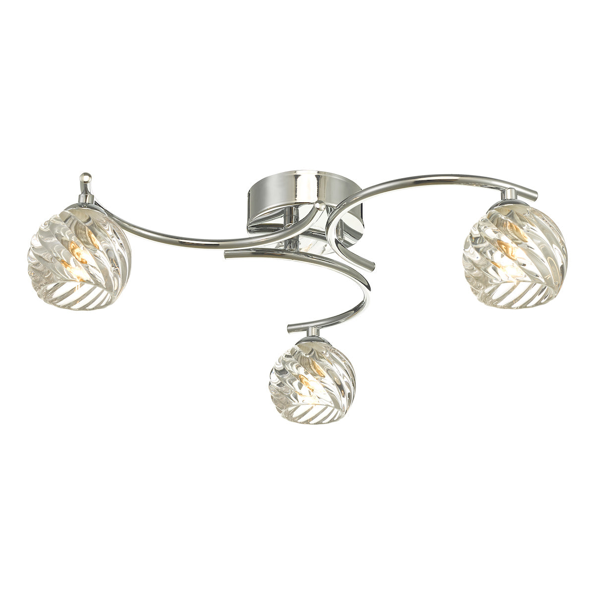 NAKITA 3LT SEMI FLUSH POL CHR CW TWISTED OPEN GLS