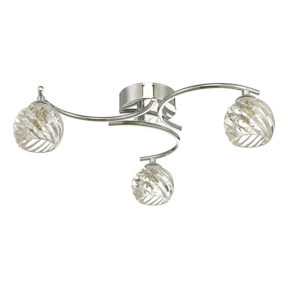 NAKITA 3LT SEMI FLUSH POL CHR CW TWISTED OPEN GLS
