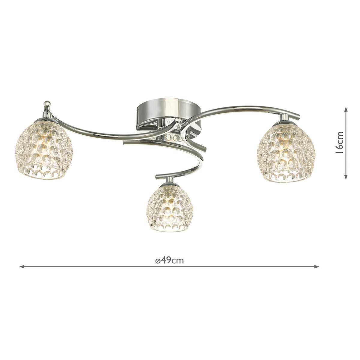 NAKITA 3LT SEMI FLUSH POL CHR CW DIMPLED OPEN GLS