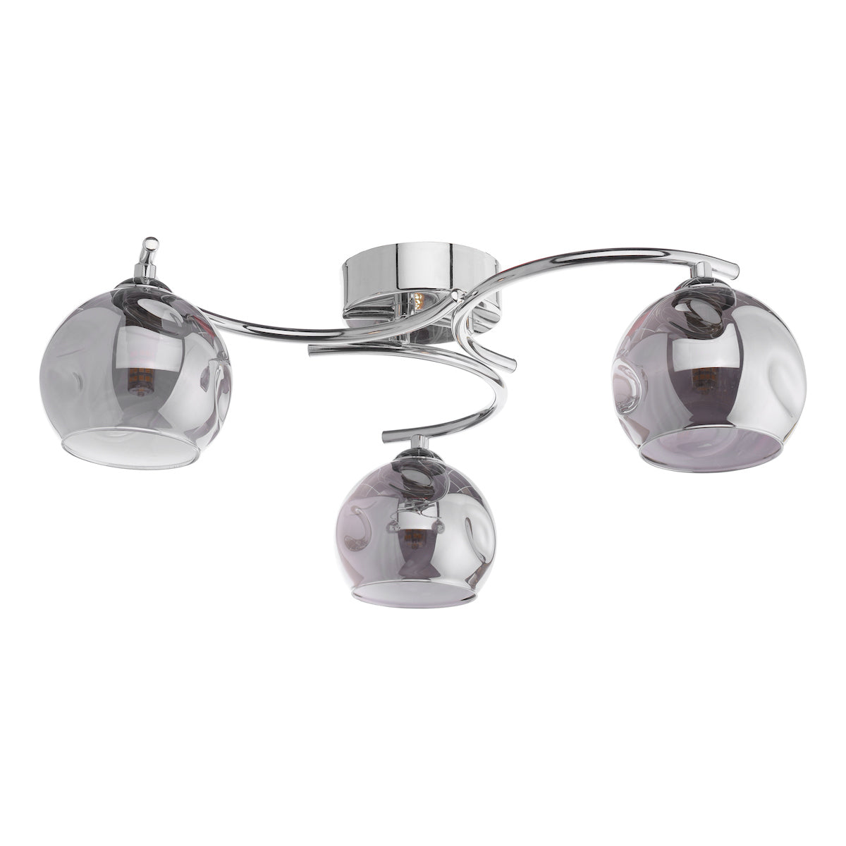 NAKITA 3LT SEMI FLUSH POL CHR CW SMOKED OPEN GLS