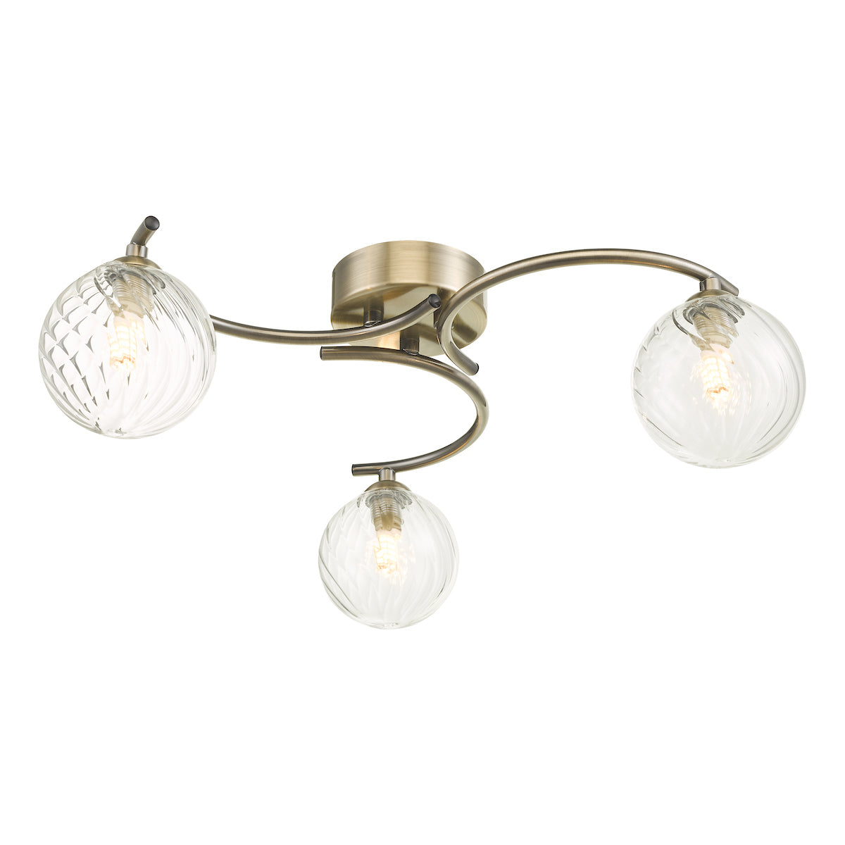 NAKITA 3LT SEMI FLUSH ANT BRA CW TWISTED BALL GLS