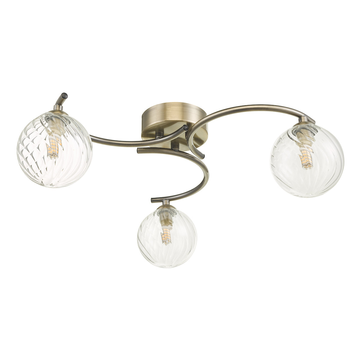 NAKITA 3LT SEMI FLUSH ANT BRA CW TWISTED BALL GLS
