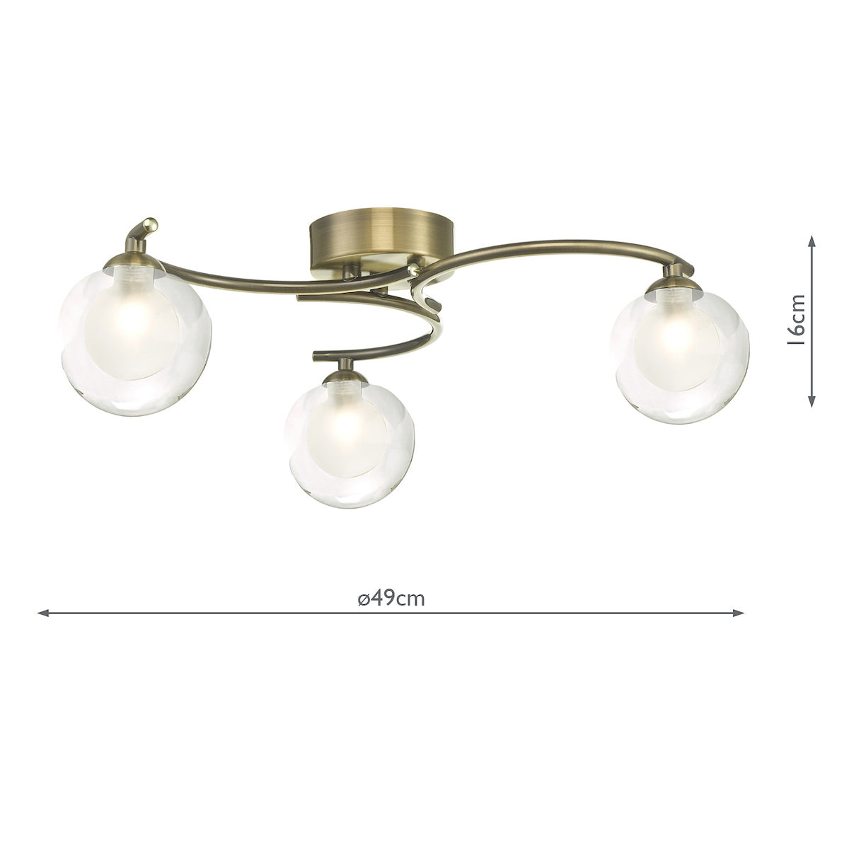NAKITA 3LT SEMI FLUSH ANT BRA CW CLEAR/ OPAL GLS