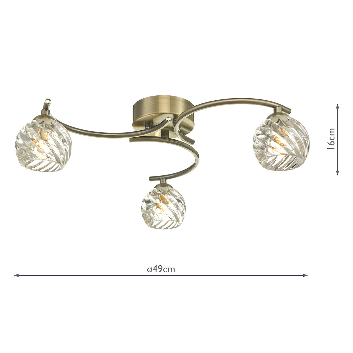 NAKITA 3LT SEMI FLUSH ANT BRA CW TWISTED OPEN GLS
