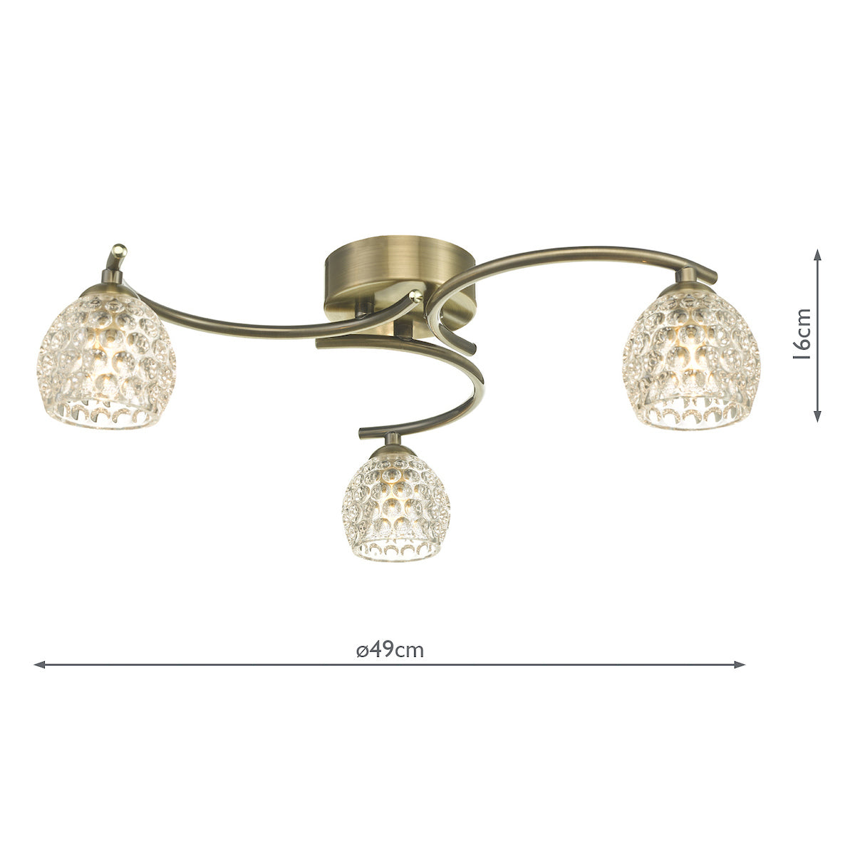 NAKITA 3LT SEMI FLUSH ANT BRA CW DIMPLED OPEN GLS