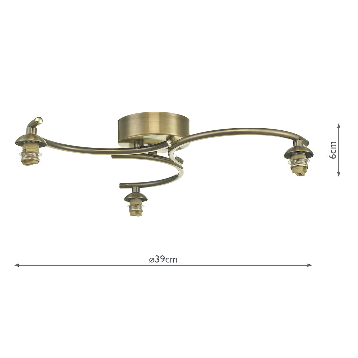 NAKITA 3LT SEMI FLUSH ANTIQUE BRASS FRAME ONLY