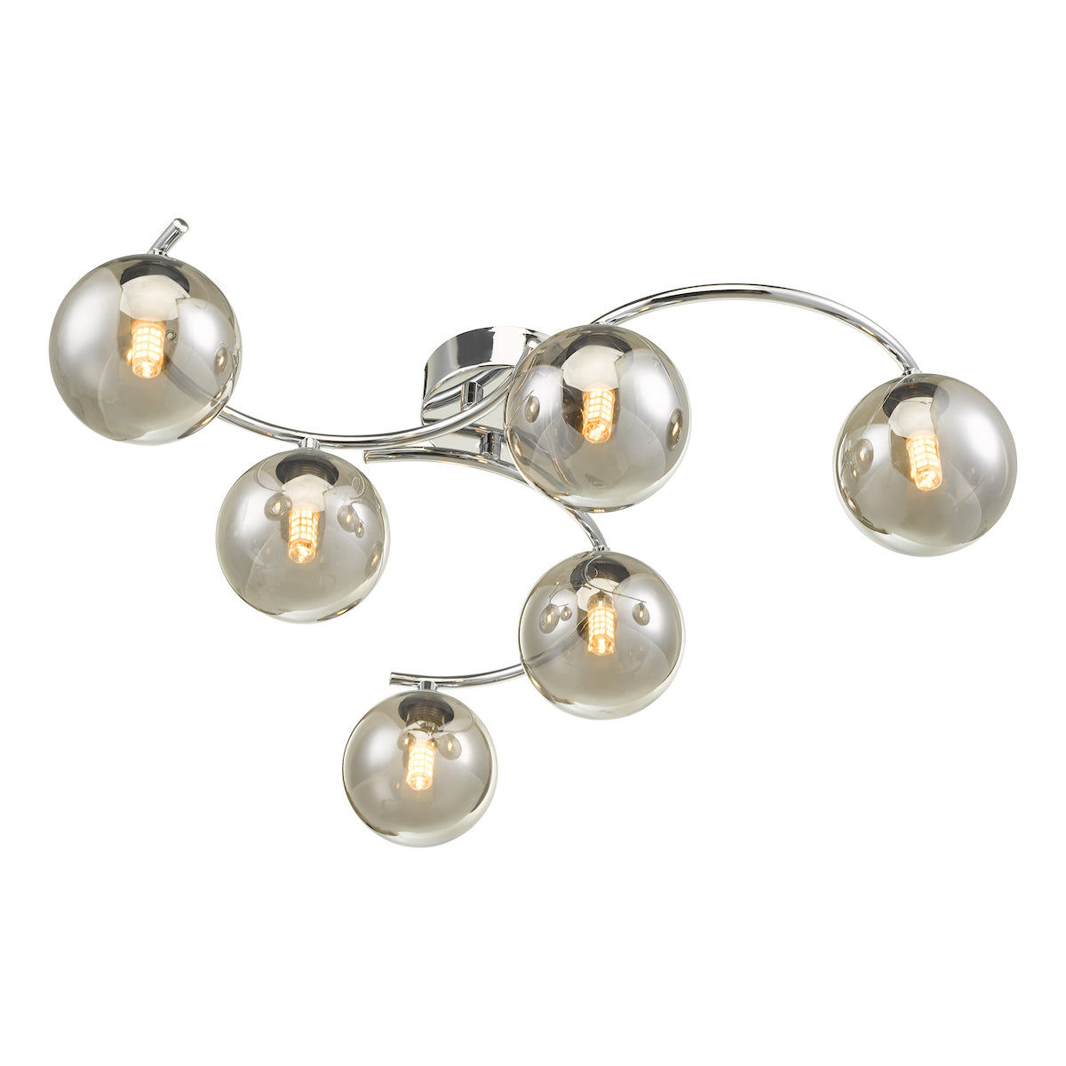 NAKITA 6LT SEMI FLUSH POL CHR CW SMOKED GLS