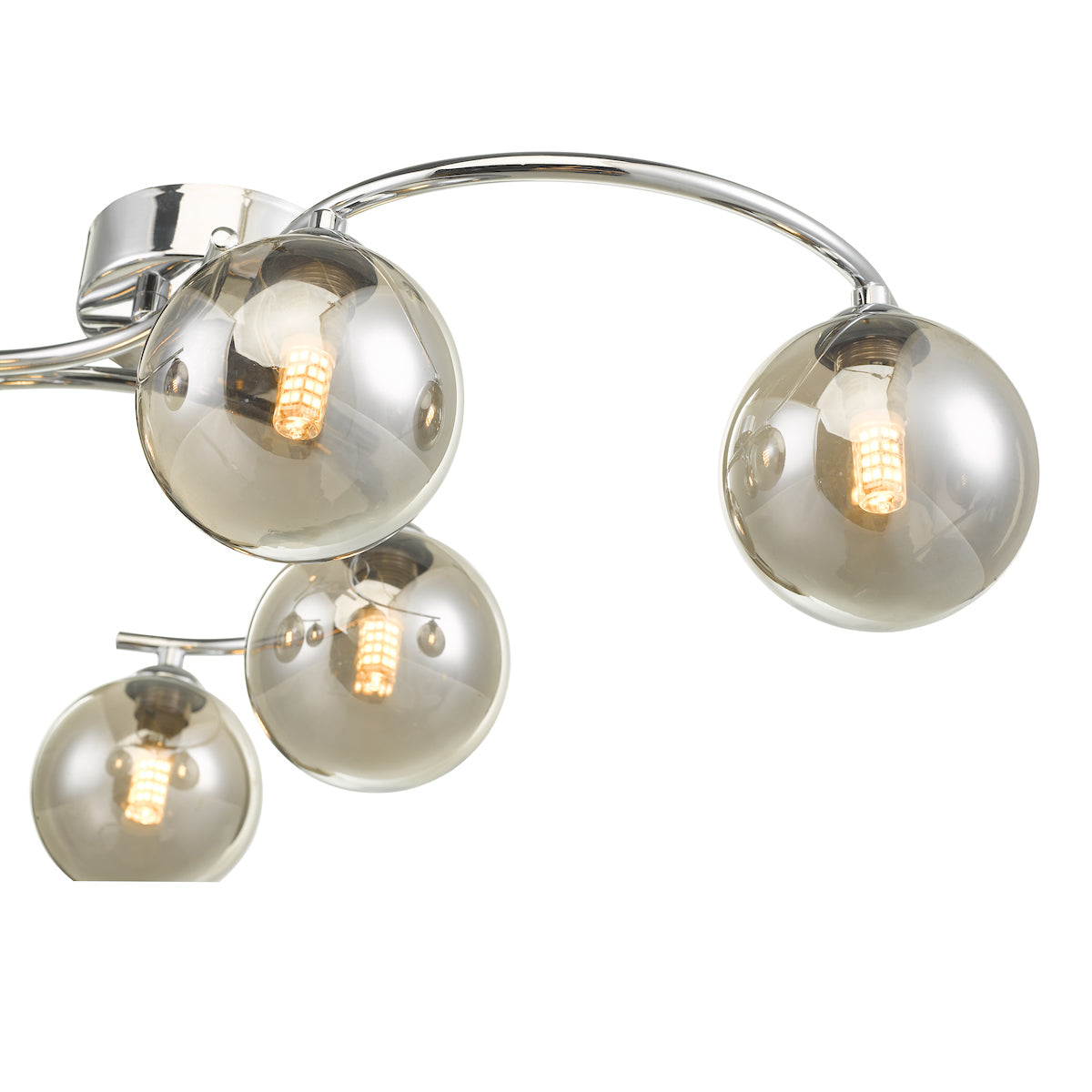 NAKITA 6LT SEMI FLUSH POL CHR CW SMOKED GLS
