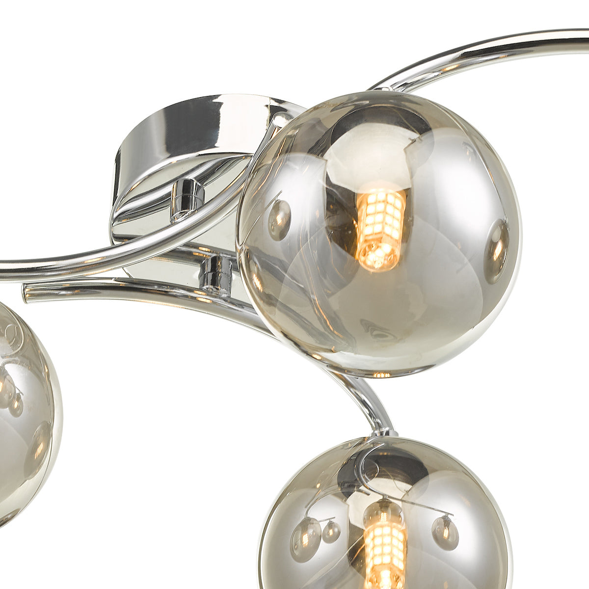 NAKITA 6LT SEMI FLUSH POL CHR CW SMOKED GLS