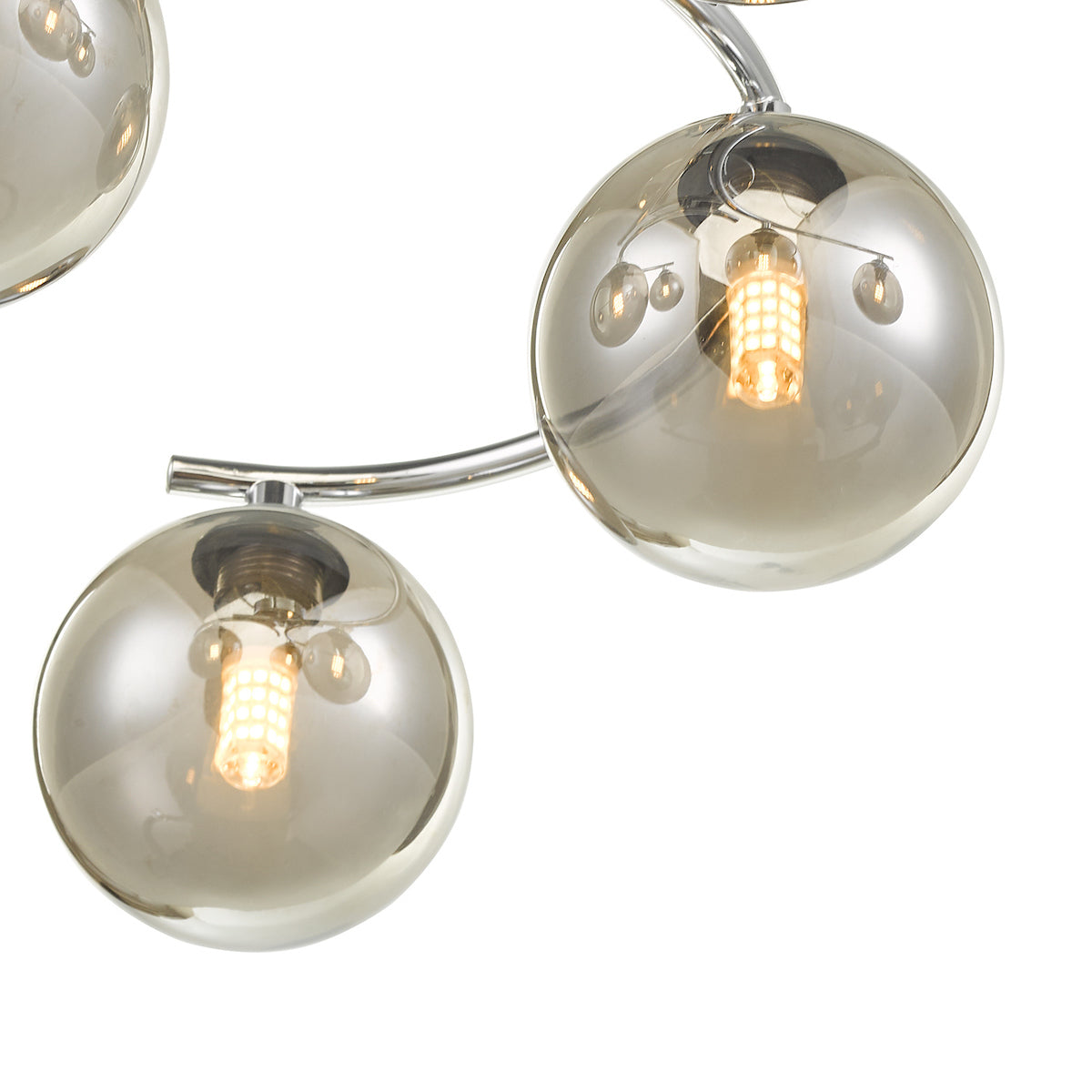 NAKITA 6LT SEMI FLUSH POL CHR CW SMOKED GLS