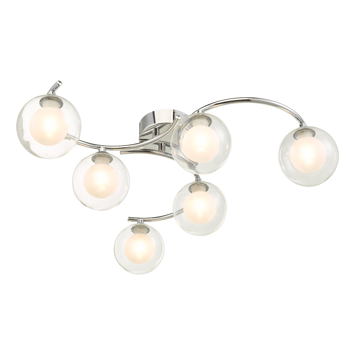 NAKITA 6LT SEMI FLUSH POL CHR CW CLEAR/ OPAL GLS
