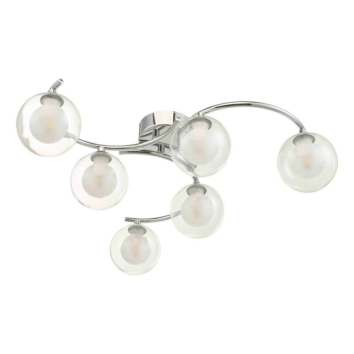 NAKITA 6LT SEMI FLUSH POL CHR CW CLEAR/ OPAL GLS