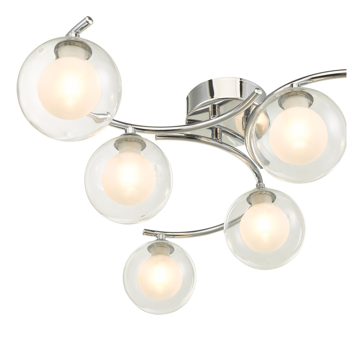 NAKITA 6LT SEMI FLUSH POL CHR CW CLEAR/ OPAL GLS