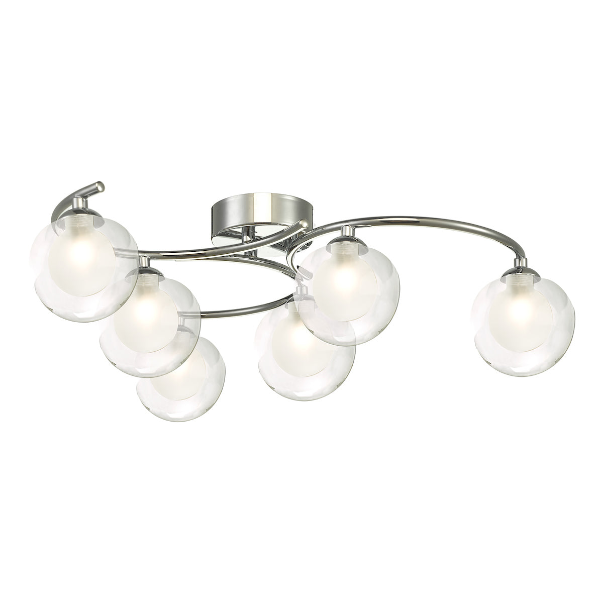 NAKITA 6LT SEMI FLUSH POL CHR CW CLEAR/ OPAL GLS
