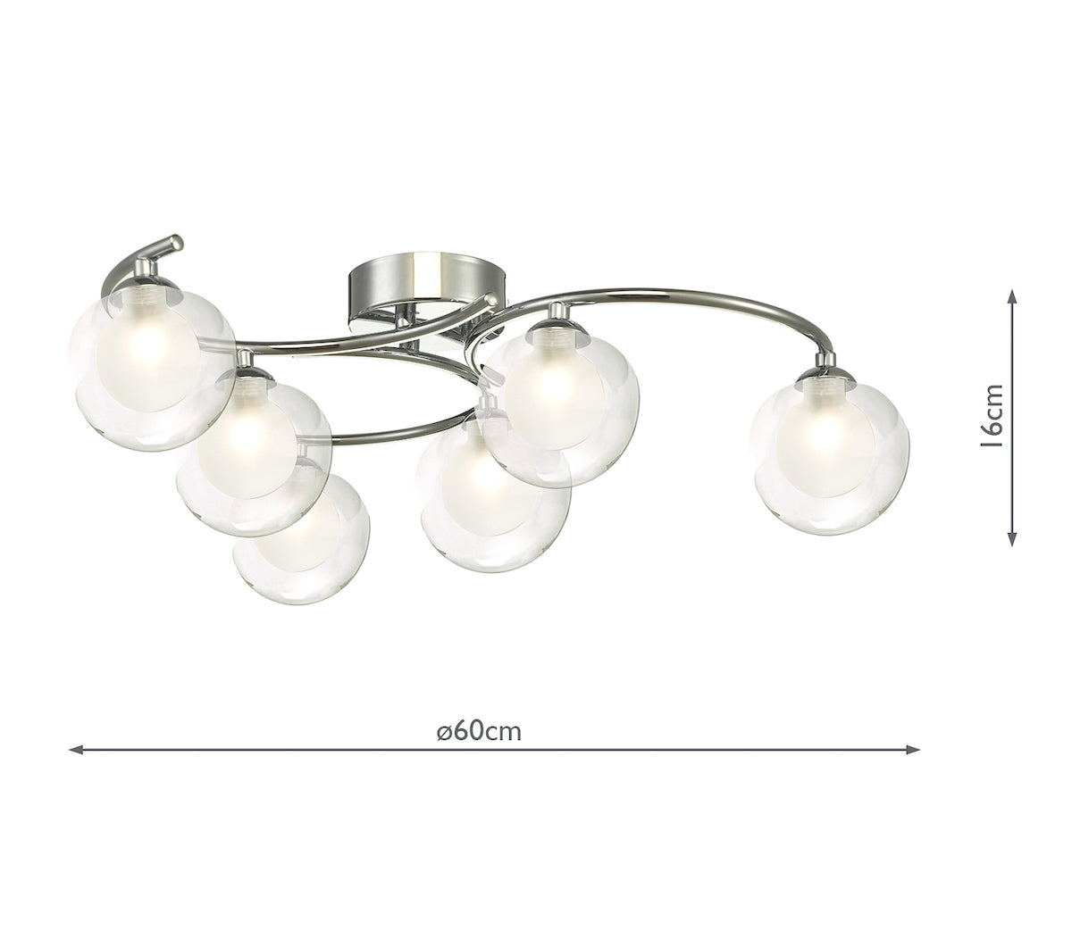 NAKITA 6LT SEMI FLUSH POL CHR CW CLEAR/ OPAL GLS