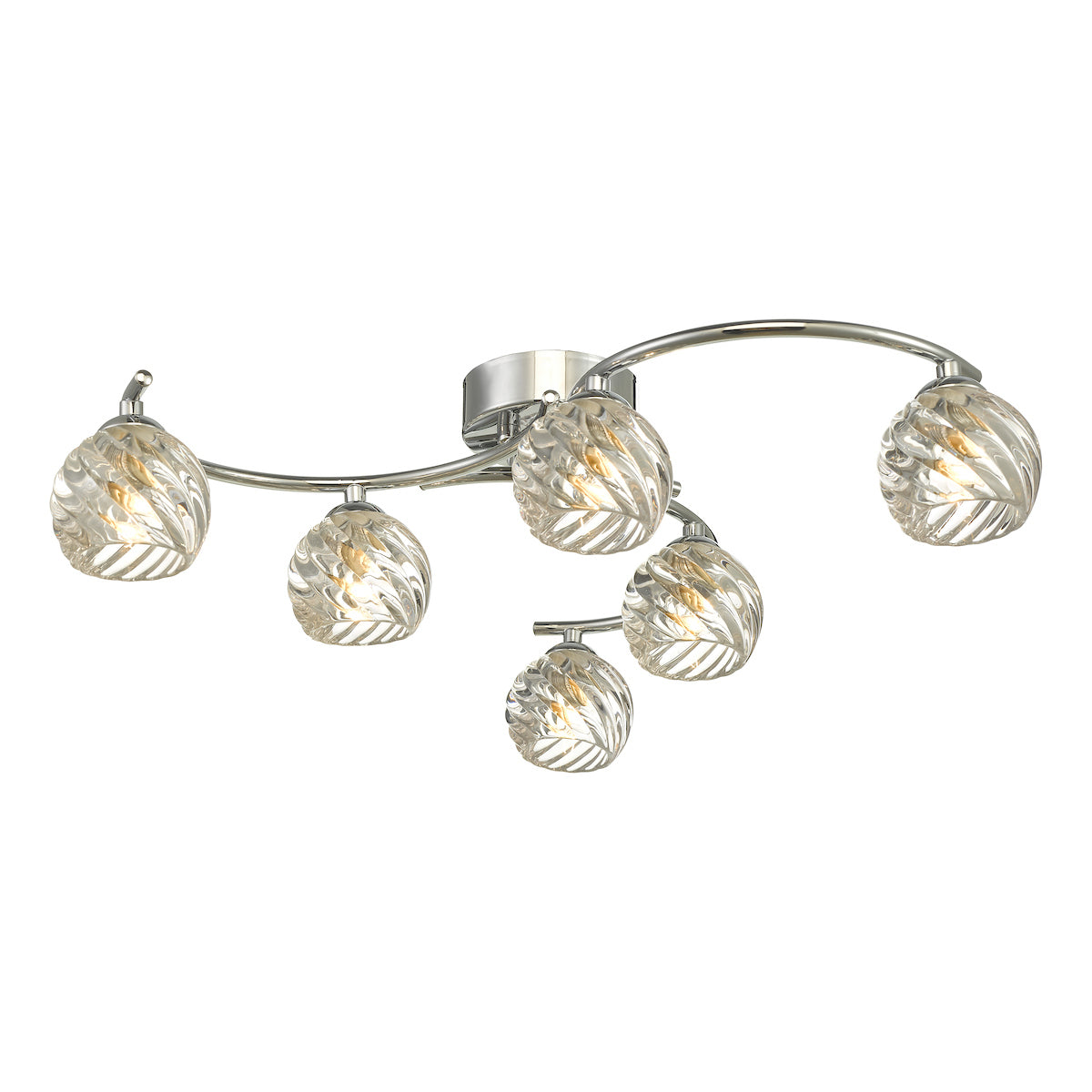 NAKITA 6LT SEMI FLUSH POL CHR CW TWISTED OPEN GLS