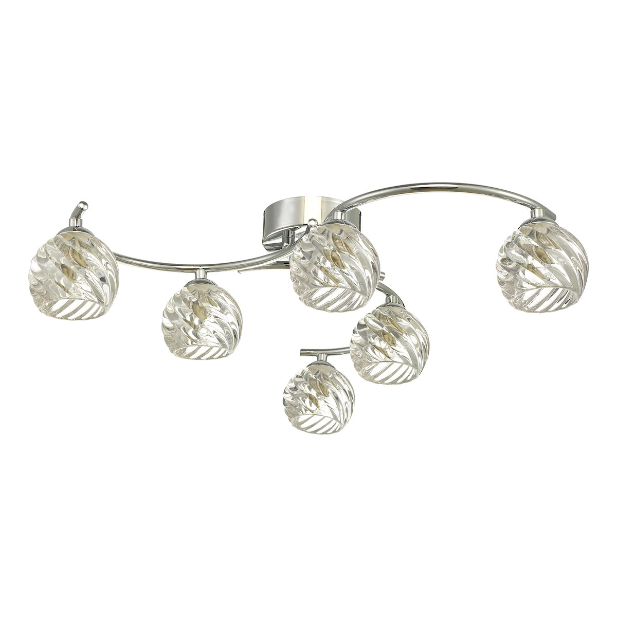 NAKITA 6LT SEMI FLUSH POL CHR CW TWISTED OPEN GLS