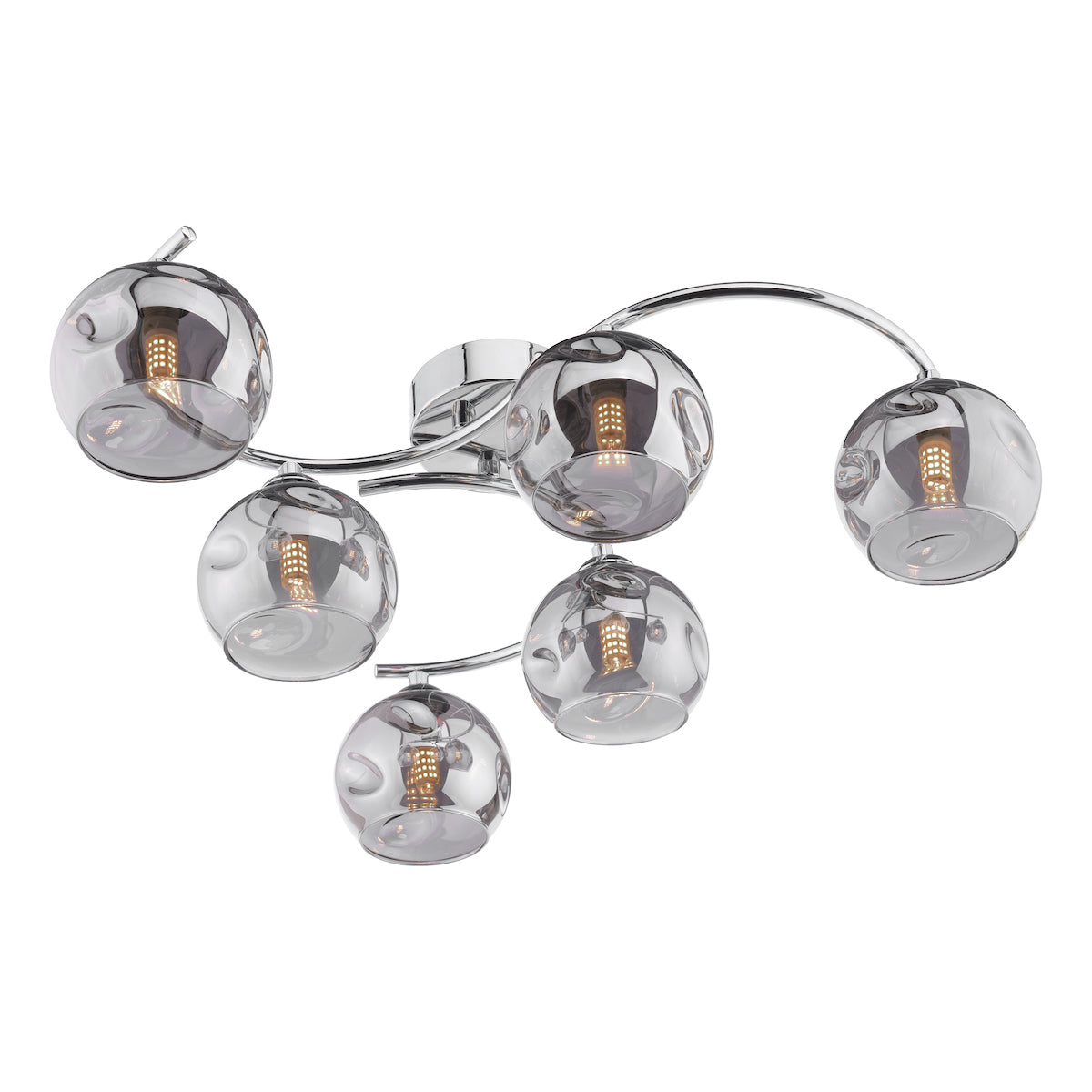 NAKITA 6LT SEMI FLUSH POL CHR CW SMOKED OPEN GLS