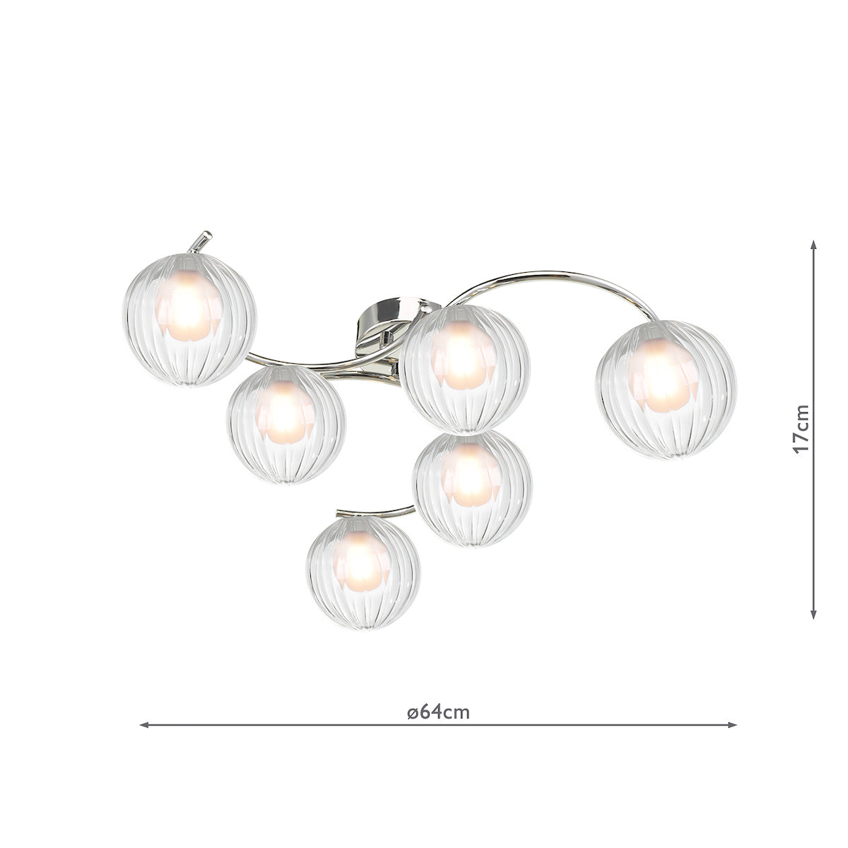 NAKITA 6LT SEMI FLUSH POL CHR CW DOUBLE ENVELOPE G