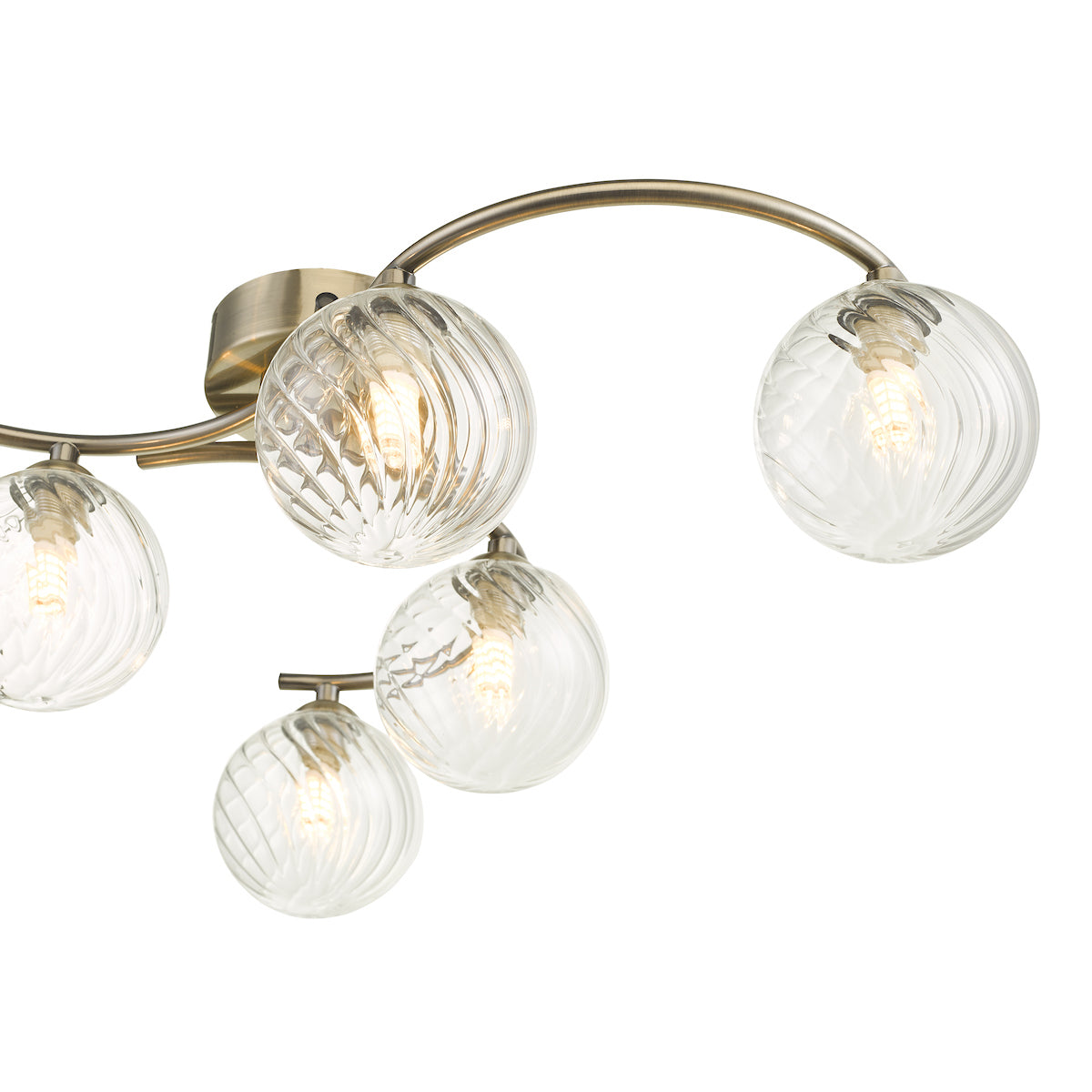 NAKITA 6LT SEMI FLUSH ANT BRA CW TWISTED BALL GLS