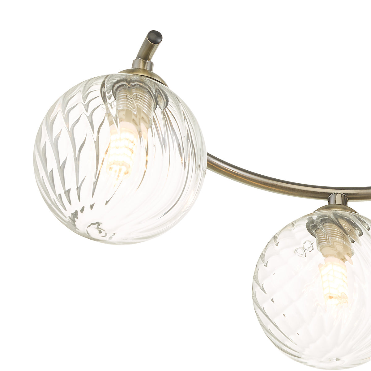 NAKITA 6LT SEMI FLUSH ANT BRA CW TWISTED BALL GLS