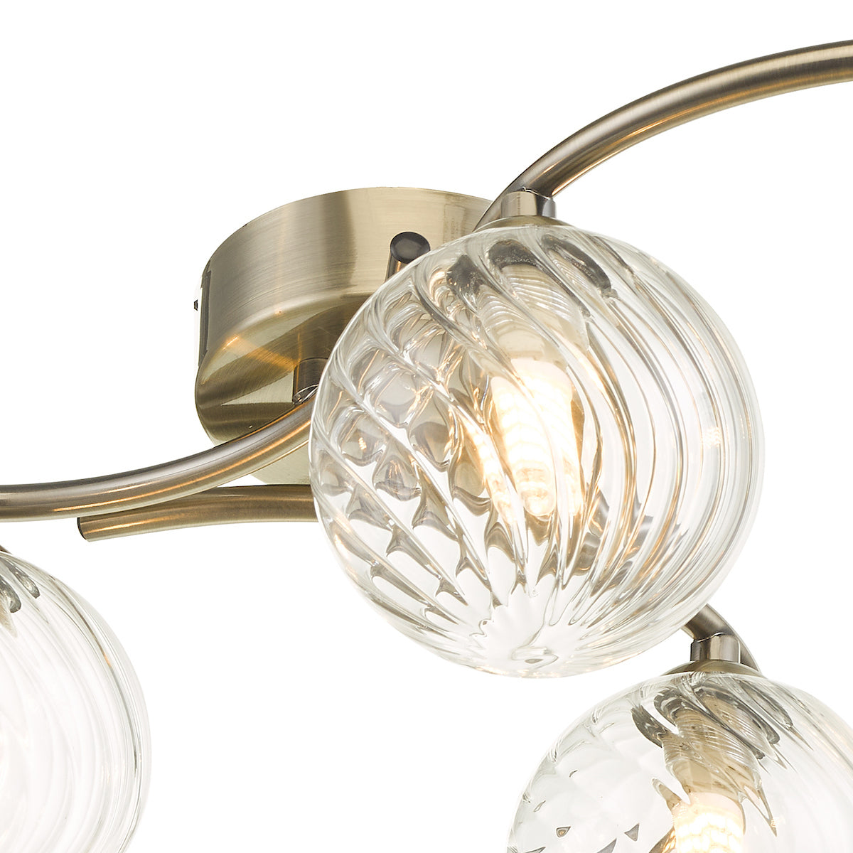 NAKITA 6LT SEMI FLUSH ANT BRA CW TWISTED BALL GLS