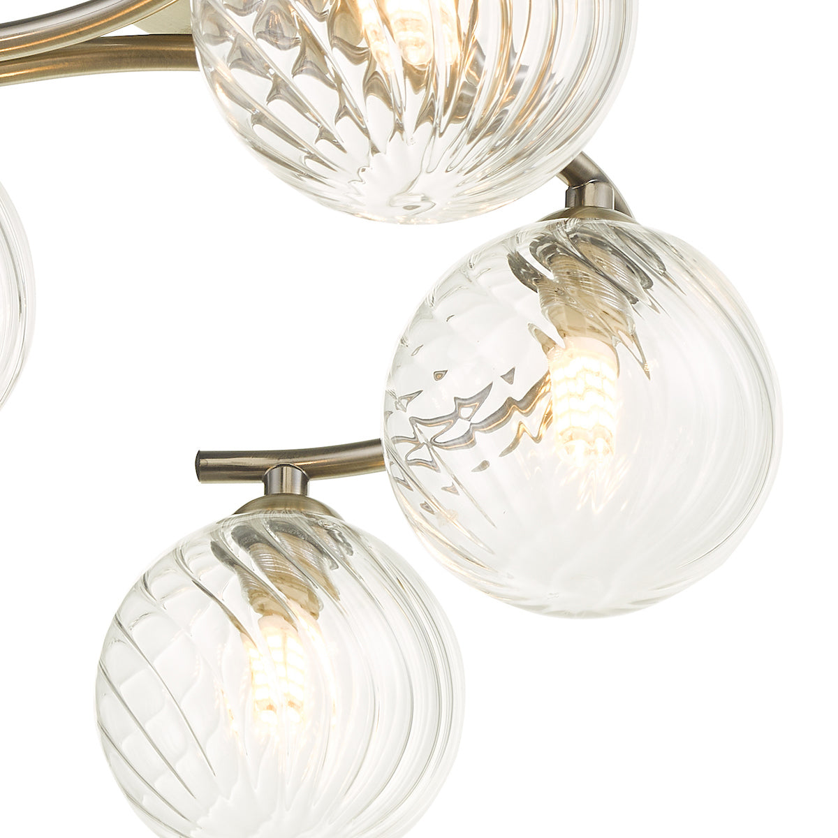 NAKITA 6LT SEMI FLUSH ANT BRA CW TWISTED BALL GLS