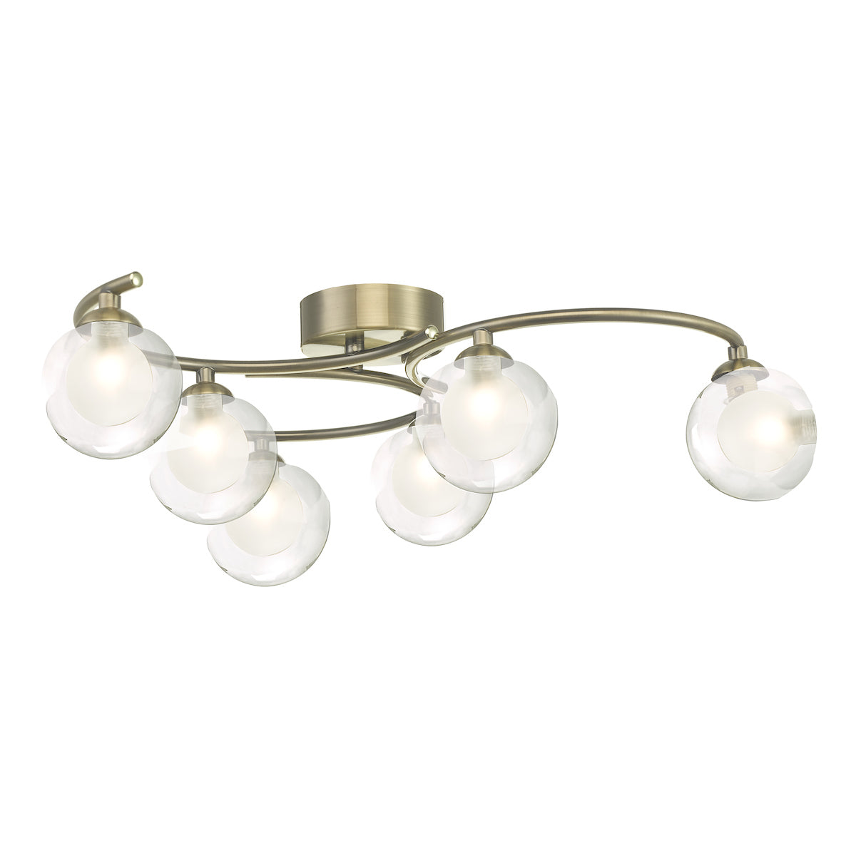 NAKITA 6LT SEMI FLUSH ANT BRA CW CLEAR/ OPAL GLS