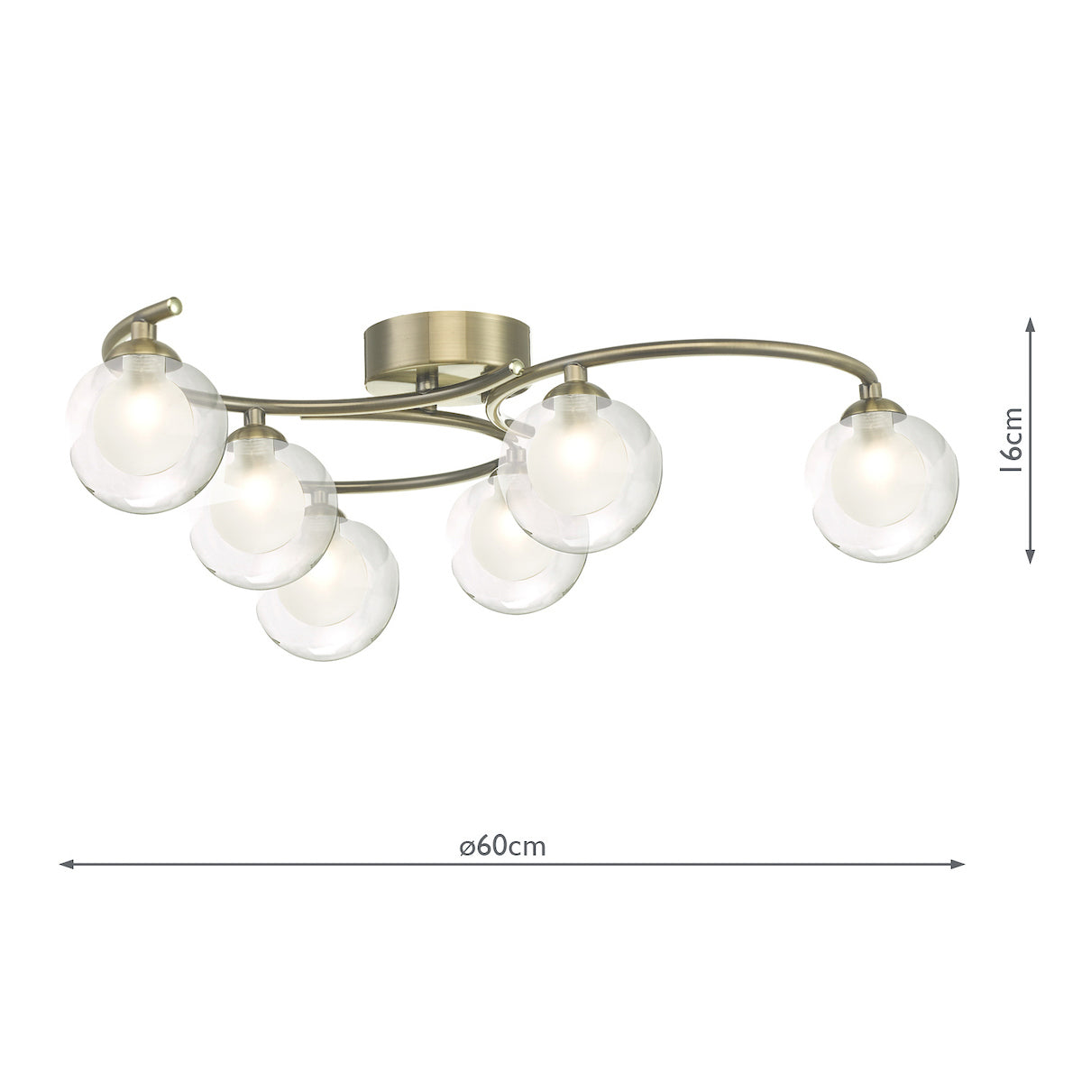 NAKITA 6LT SEMI FLUSH ANT BRA CW CLEAR/ OPAL GLS
