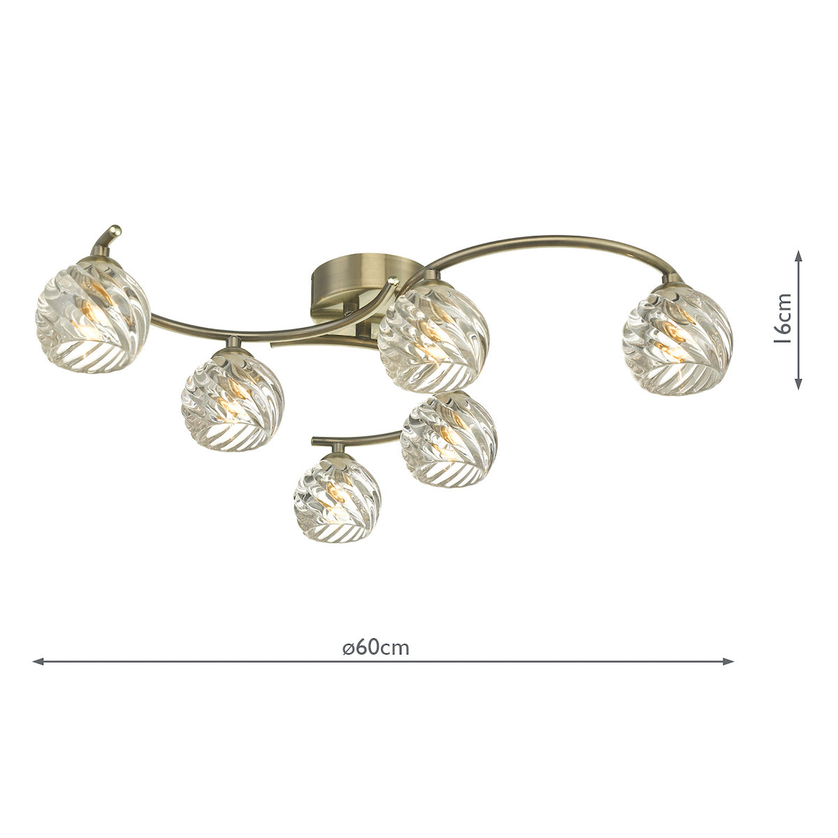 NAKITA 6LT SEMI FLUSH ANT BRA CW TWISTED OPEN GLS