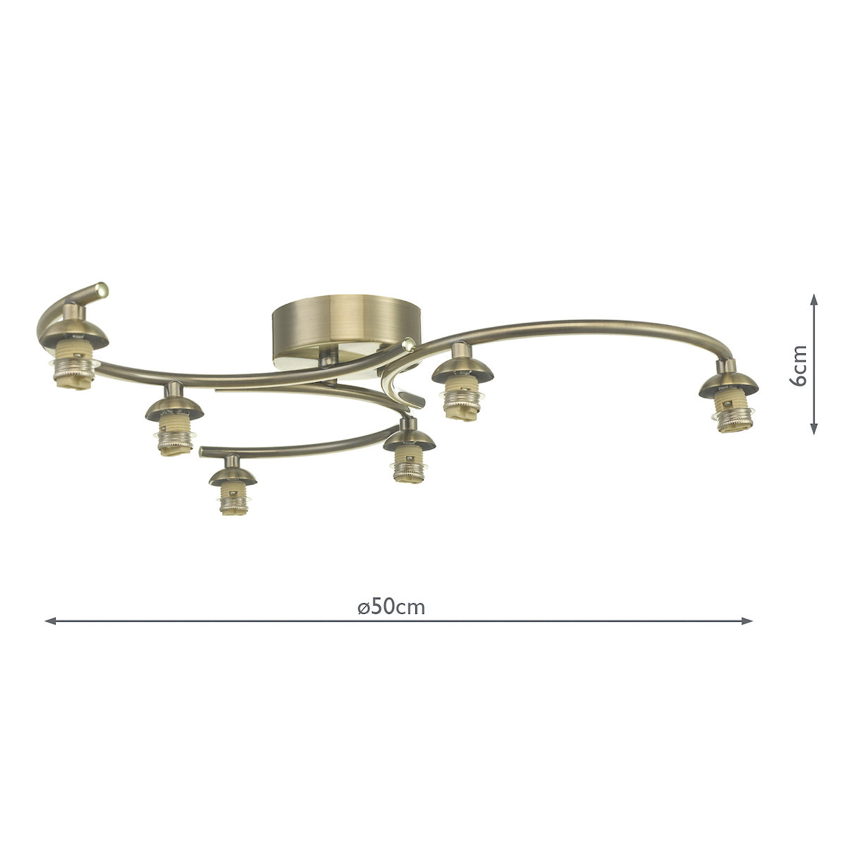 NAKITA 6LT SEMI FLUSH ANTIQUE BRASS FRAME ONLY