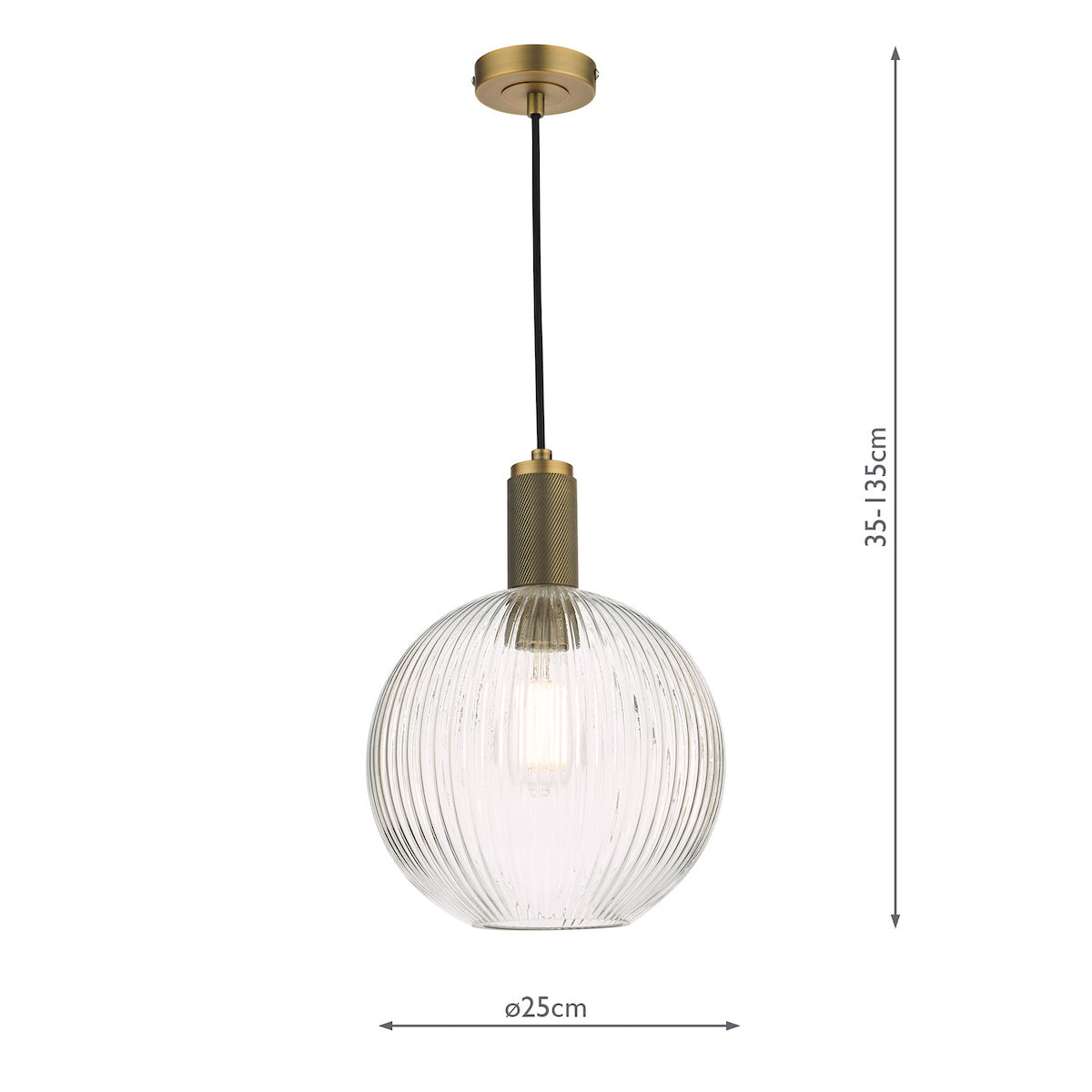 NIKOLAS 1LT SUSPENSION KNURLED BRASS CW ROUND RIBB