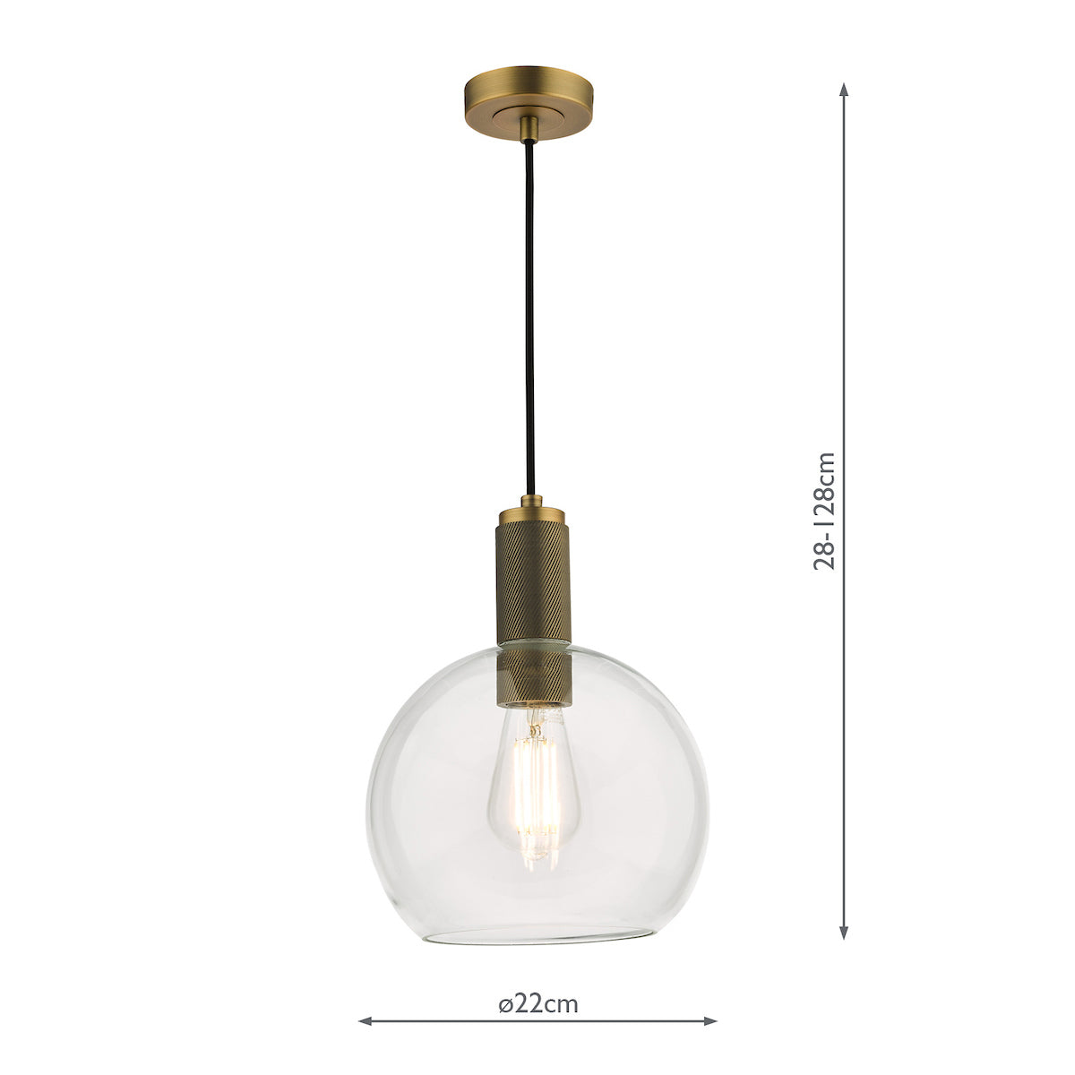 NIKOLAS 1LT SUSPENSION KNURLED BRASS CW ROUND CLEA
