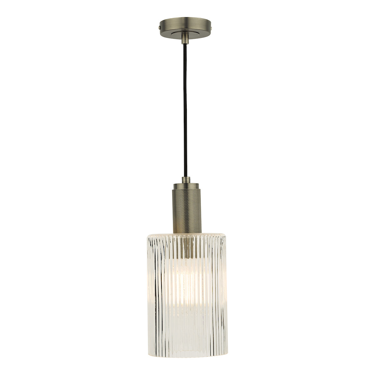 NIKOLAS 1LT PENDANT ANTIQUE CHROME CW CYLINDER GLA
