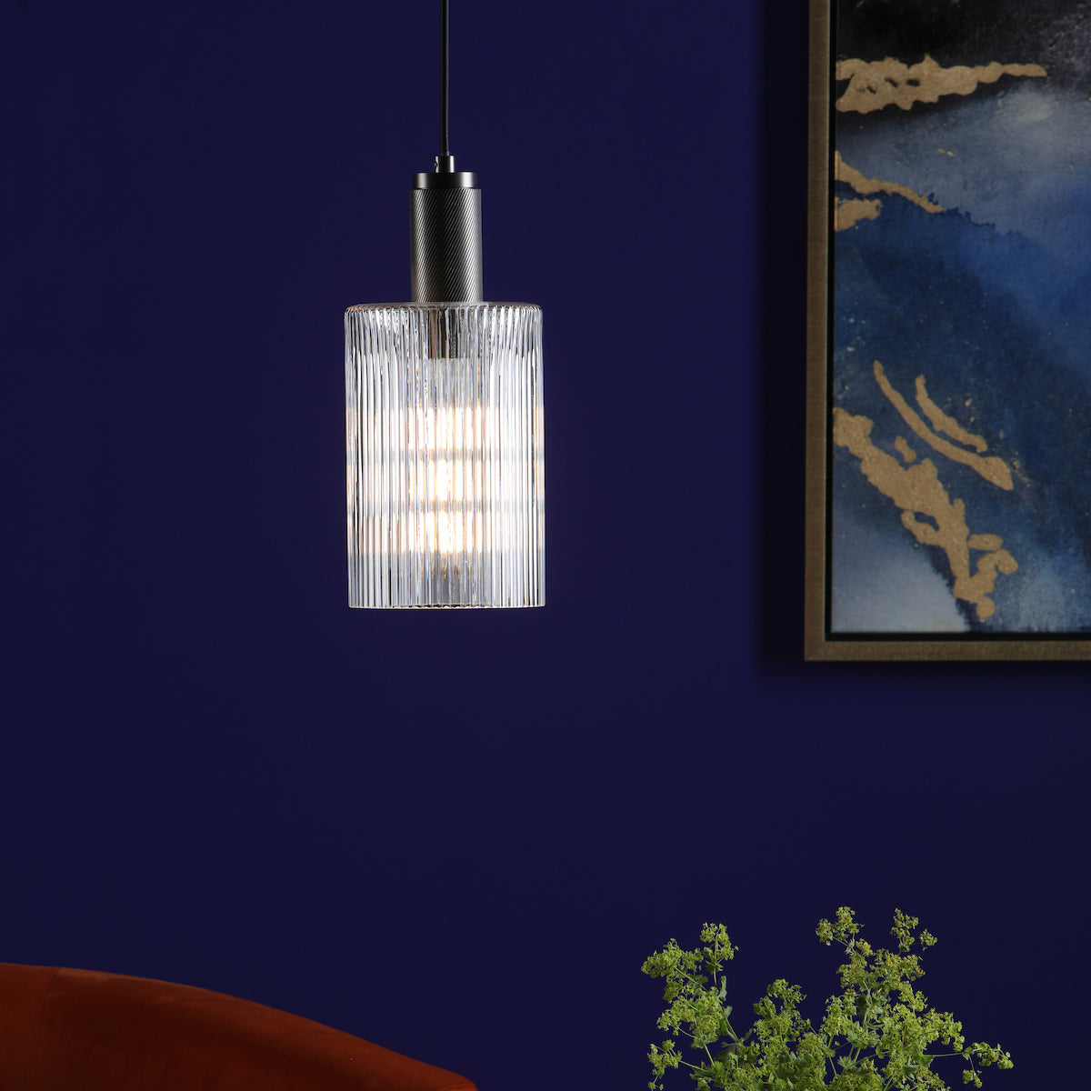 NIKOLAS 1LT PENDANT ANTIQUE CHROME CW CYLINDER GLA