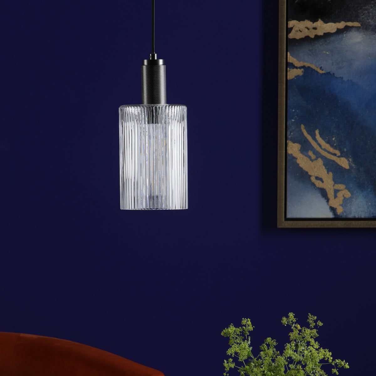 NIKOLAS 1LT PENDANT ANTIQUE CHROME CW CYLINDER GLA